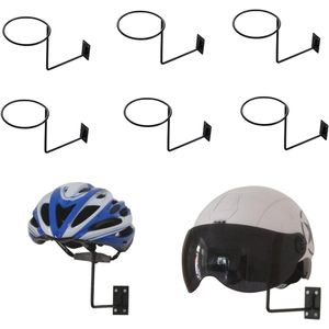 Helmhouders 6 stuks wand helmhouder muur helmstandaard motorhelmhouder wandhouder motoraccessoires display opslag zwart.