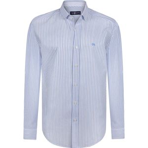 Jimmy Sanders Overhemd - Gestreept - Poplin Katoen Linnen - Lange Mouw Heren Blauw - Xl