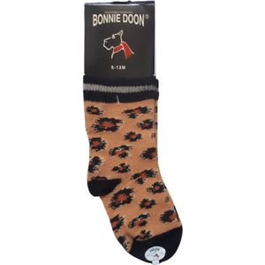 Bonnie Doon leopard baby sokjes 8/12 mnd toffee