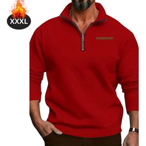 Nivard Quarter Zip Heren - Sweater - Sweaters - Hoodie - Warme Trui - Vest - Lang - Coltrui - Rood - XXXL