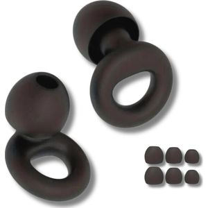 Oordoppen - Zwart - 8 Dop - SNR 26 dB Demping - Herbruikbaar - Voor Slapen en Reizen