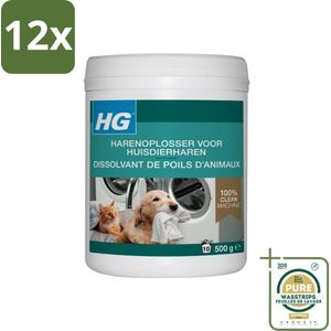HG - Harenoplosser Voor Huisdierharen - Altijd Schone Machine - 10 Wasbeurten - 500 g - Voordeelverpakking - 12 stuks - Wasmachine verstoppingen - Wasmiddel voor huisdieren