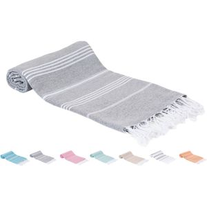 SEPET Hamamdoek Zultanite - Grijs - XXL 100x200cm - 300g - %100 Katoen | Pestemal | Stranddoek | Saunadoek | Fouta