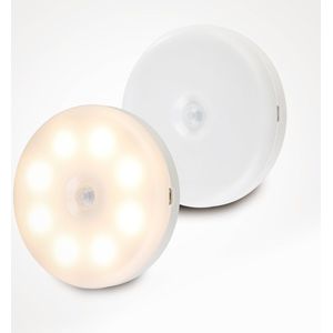 EGLO Cascia Wandlamp set 2 stuks - Kastverlichting/Trapverlichting - Bewegingssensor - LED - Ø 8,5 cm - Wit - Oplaadbaar/Draadloos - Magnetisch