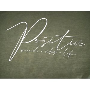 Shirt met lange rug "Positive" Leger groen / XL (42-44)