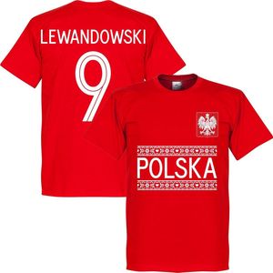 Polen Lewandowski 9 Team T-Shirt - Rood - XXL