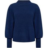Soyaconcept - Gebreide Trui - Donkerblauw - Met Wol - Ballonmouwen