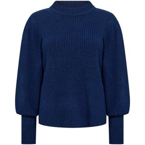 Soyaconcept - Gebreide Trui - Donkerblauw - Met Wol - Ballonmouwen