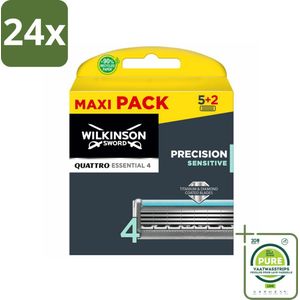 Wilkinson Sword - Navulmesjes - Quattro Essential Sensitive - Zacht - 7 mesjes - Voordeelverpakking - 24 stuks - Scheermesjes - Scheermes