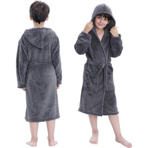Zachte fleece kimono voor jongens met capuchon – comfortabele nachtkleding en badjas