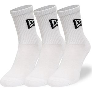 Sokken Heren 39 42 - New Era Flag Crew Socks White - 3 Paar - Sokken Wit Unisex 39/42 - Sportsokken Wit - Sokken Dames - Cadeau Man - Cadeau Vader