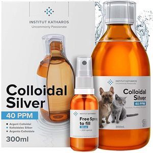 Dieren - Colloïdaal zilver antiseptisch 300ml fles en spray alles-in-1 - Honden en katten - Verlichting van huidproblemen (jeuk, allergie, hotspot, gist, wond) - 100% natuurlijk antibioticum - Bestrijdt huisdierinfectie (oor, oog)