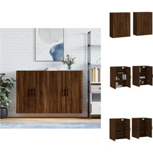 vidaXL Wandgemonteerde kasten - Bruineiken - Set van 2 - 69.5 x 34 x 90 cm - Duurzaam hout - Keukenkast