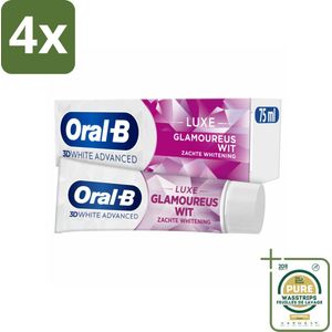 Oral-B - 3D White Advanced – Tandpasta – Luxe – Glamorous White – 75 ml - Voordeelverpakking - 4 stuks - Glimlach - Verkleuring