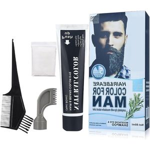 Green Glow - Baardkleurmiddel voor heren in de kleur zwart, elimineert grijs haar en zorgt voor een vollere look - 80 ml met applicatorkwast