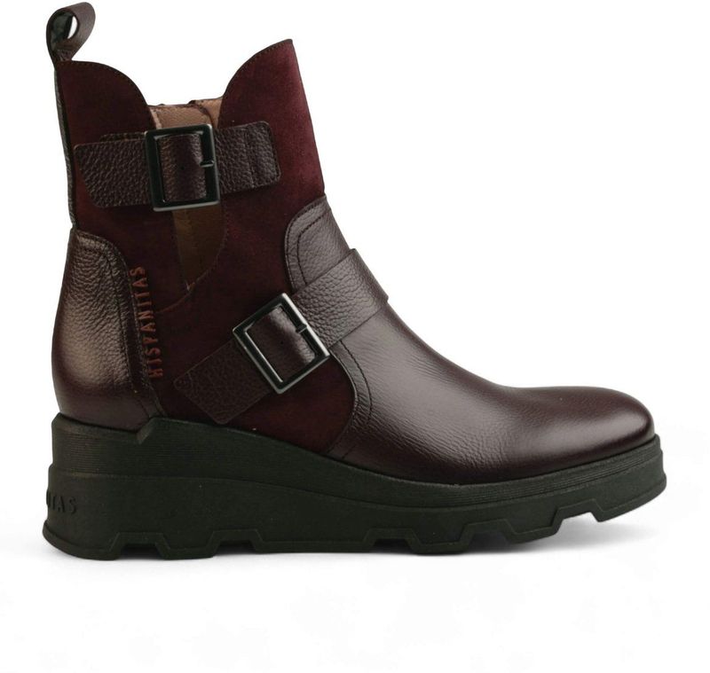 Hispanitas - HI243691 - Enkellaarsjes - Maroon - Velours Leer - Ritssluiting - Casual