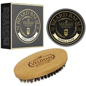 Velihan Beardcare - Baardverzorging Duo Pack - Baardbalsem Vanilla Glow - Baardborstel - Baardverzorging set - Cadeau voor hem - Baardverzorging - Baard olie - Cadeau voor vriend - Baardgroei - Perfecte cadeau voor man - Geschenkset mannen
