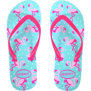 Flamingo slippers blauw - maat 36