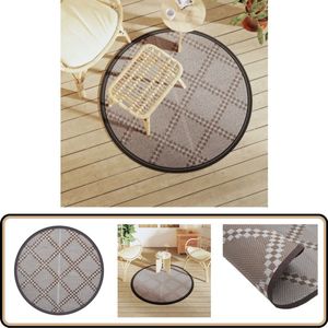 vidaXL Buitenkleed - Rond - 120 cm - Polypropeen - Bruin Tuintapijt - Outdoor Tapijt - Patio Dekentje - Veranda Kleden - Rond Tapijt