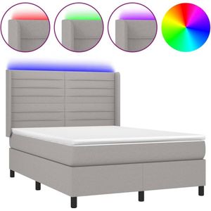 vidaXL-Boxspring-met-matras-en-LED-stof-lichtgrijs-140x200-cm