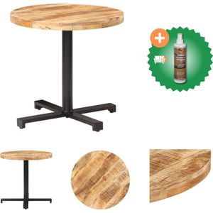 vidaXL Bistrotafel rond Ø80x75 cm ruw mangohout - Tafel - Inclusief Houtreiniger en verfrisser