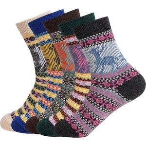 EITIKA - Set van 5 paar Noorse sokken maat 35-40 - Nordic Socks - Wintersokken - Huissokken - Scandinavische sokken - warme sokken - set 2