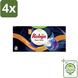 Robijn – 3-in-1 Wascapsules – Black Velvet - 26 Capsules - Voordeelverpakking - 4 stuks - Zwarte was - Donkere was