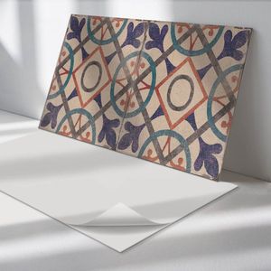 Wallfluent Vinyl Wandpaneel - Geometrisch patroon met cirkels Wandpaneel PVC - 100 cm x 50 cm - Blauw Vinyl Wandpaneel - Set van 1 - Rechthoekig Wandbekleding Vinyl - Texturen Wandpaneel - Zelfklevend Wandpaneel - Wandpaneel Keuken en Badkamer