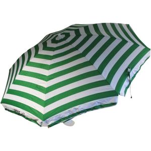 Banz - UV Strand parasol - 165/200cm x 180cm - Groen/Wit gestreept - maat Onesize