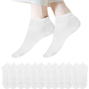 12 Paar Ademende Sneakersokken voor Dames en Heren - Korte Katoenen Sokken in Diverse Maten