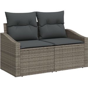 vidaXL - 7-delige - Tuin - Sofa - Set - met - Kussens - Grijs - Poly - Rattan