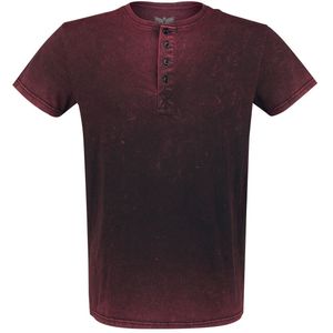 Black Premium by EMP Rood basic t-shirt met knoopsluiting - Heren - S