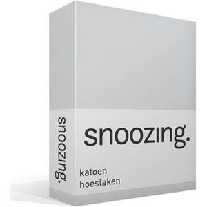 Snoozing - Katoen - Hoeslaken - Eenpersoons - 90x210 cm - Grijs