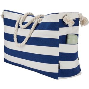 Strandtas, grote strandtas, dames, strandtas, familie, canvas met ritssluiting, strandtas, XXXL, badtas, schoudertas, shopper, donkerblauw, Bohemien