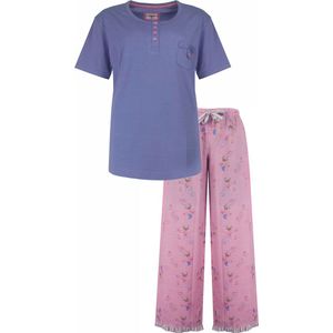 Tenderness Dames Pyjama - Polo Sluiting - Lavendelblauw - Maat S