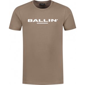 Ballin Amsterdam - Heren Regular fit T-shirts Crewneck SS - Taupe - Maat XXL