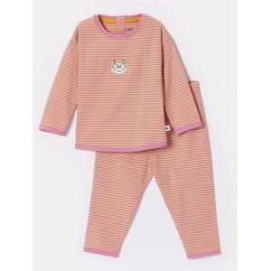 Woody pyjama baby meisjes - roze/geel - kat - 252-10-PZG-Z/927 - maat 86