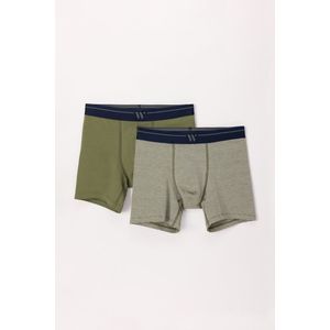 Woody Jongens-Heren Boxer set kakigroen + stre - maat S