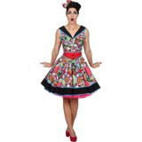 Wilbers & Wilbers - Hippie Kostuum - Pop-Art Lichtenstein Rock And Roll - Vrouw - Multicolor - Maat 34 - Carnavalskleding - Verkleedkleding