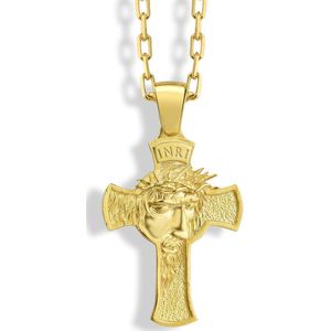 Cross kruisbeeld ketting Gold Polished 28 inches