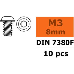 Revtec - Laagbolkopflensschroef - Binnenzeskant - M3X8 - Staal - 10 st