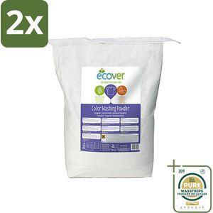 Ecover - Waspoeder Color - Voor gekleurde was - 7,5 kg - Voordeelverpakking - 2 stuks - Wasmiddel - Waspoeder kleur