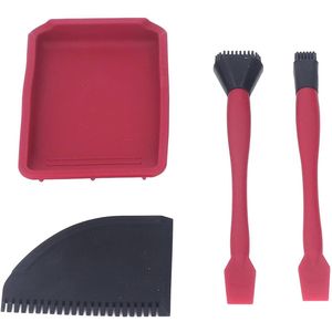 Siliconen Lijmborstelset 4-delige Set - Houtbewerkingslijm - Borstels Kam Bakje - Uniforme Toepassing - Zachte Lijmborstel - Plat Lijmen .