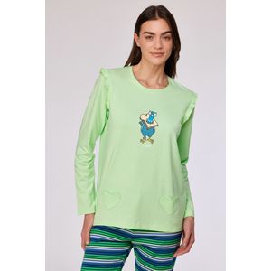 Woody pyjama meisjes - duif - groen - 252-10-PLG-S/760 - maat 86