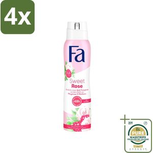 Fa Deodorant Spray Peony Sorbet 150 ml - Voordeelverpakking - 4 stuks - Pioenrozen geur - Frambozen geur