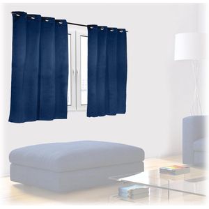 Relaxdays verduisterende gordijnen - 2x - blauw - kant en klaar - slaapkamer gordijn - set - 90x135cm
