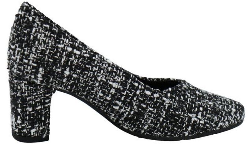 Gabor - Ancona - Pumps - Zwart/Wit - Tweed - Blokhak 5,5 cm