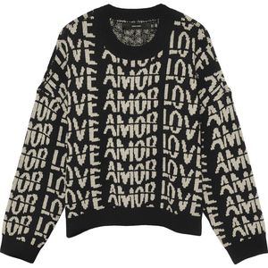 Vero Moda - Vmlove Ls O-neck Pullover - Zwart - Gebreide Trui