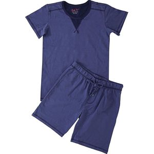 La V Shortama voor jongen- Effen jblauwe jean 116-122