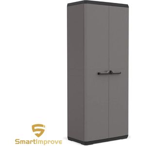 SmartImprove - Tuinkast - Hoge kast - Opbergkast - Tuinopslag - Grijs - 68x39x166 cm